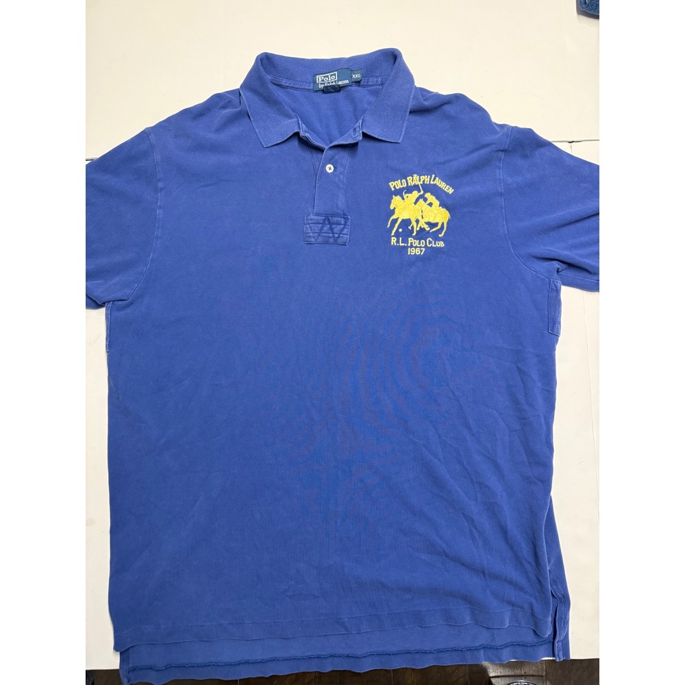 Polo Ralph Lauren Mens XXL Blue RL Polo Club 1967 Short Sleeve Pique Polo Shirt